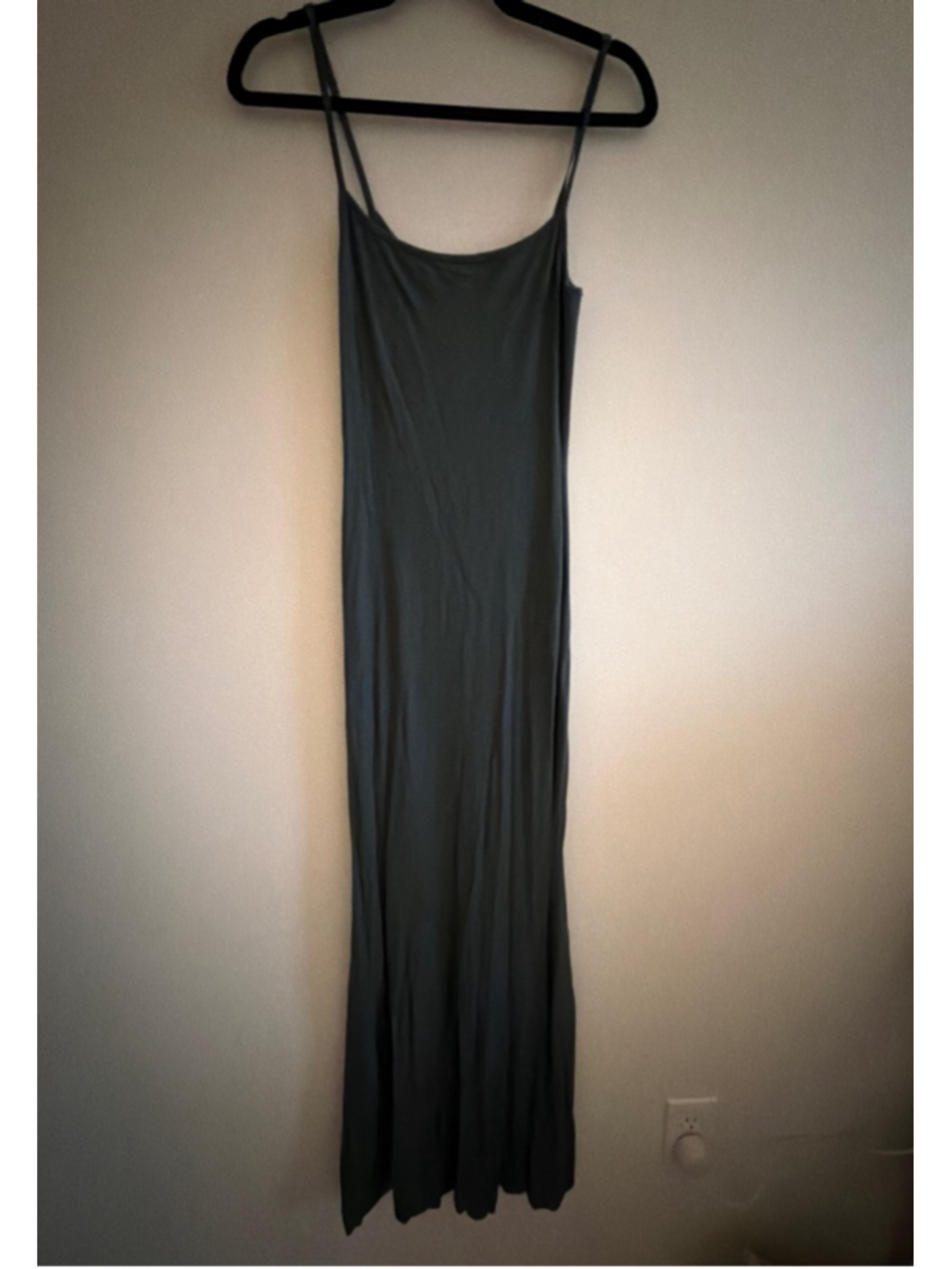 Women's SKIMS Dark Green Ribbed Maxi Slip Dress M
